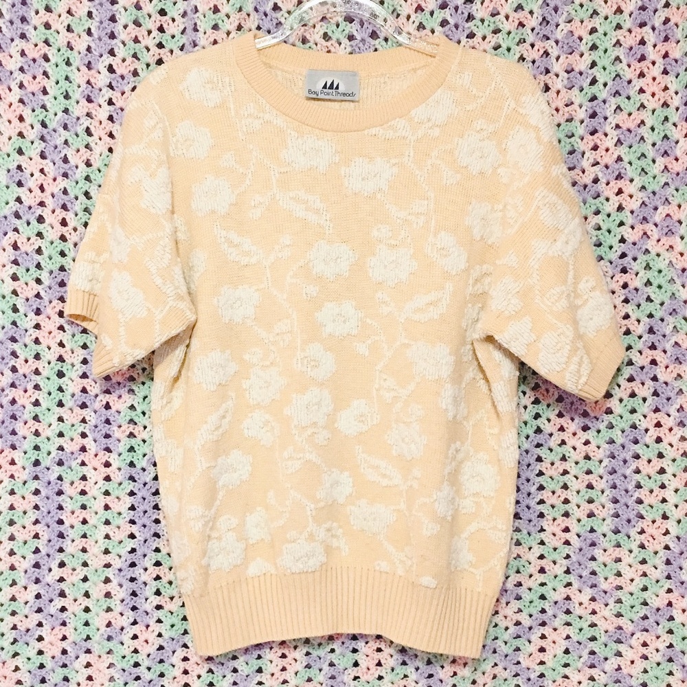 Vintage 80s Bay Point Threads Short Sleeve Sweater